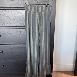 O'Neill Striped Wide Leg Pants in Gray and Green